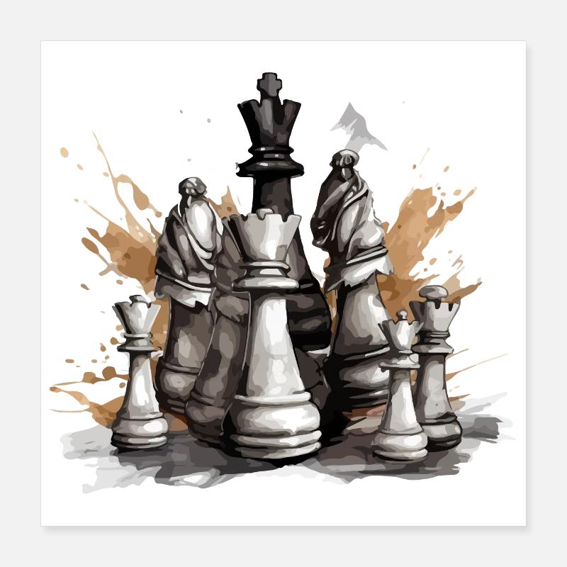 Schachfiguren Poster 40x40 cm