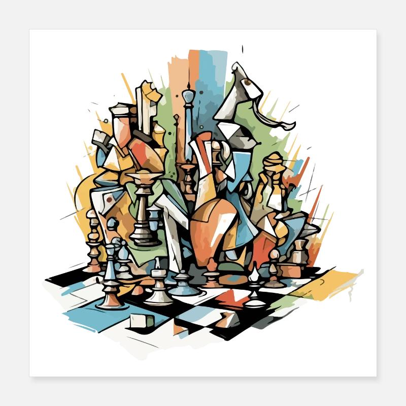 Composition échiquéenne n°6 Poster 40 x 40 cm