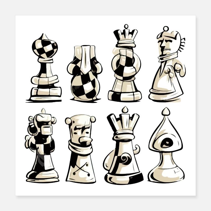 Schachfiguren Nr. 4 Poster 40x40 cm