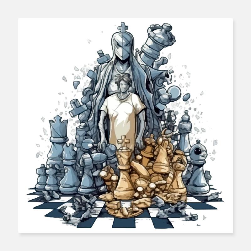 Schach-Gemetzel Poster 40x40 cm