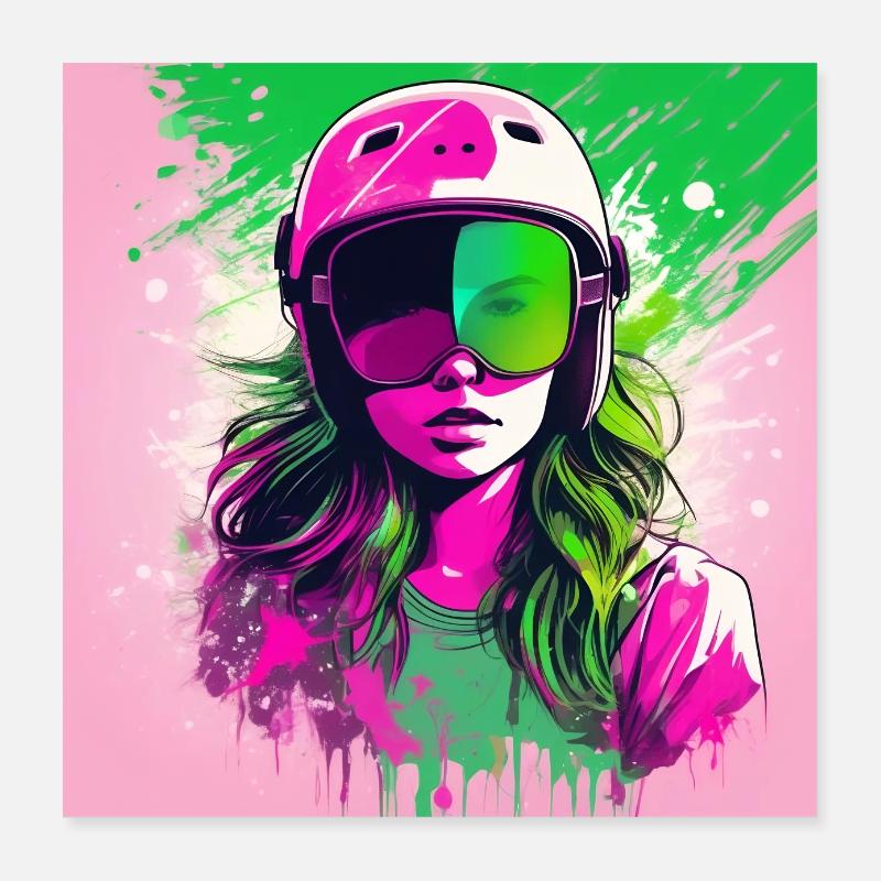 Donna con il casco Poster 40x40 cm