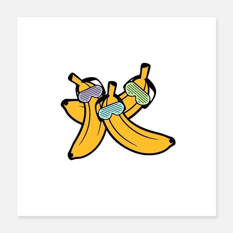 Let's Go Bananas Funny Sunglasses Bananas Poster 16" x 16" (40x40 cm)