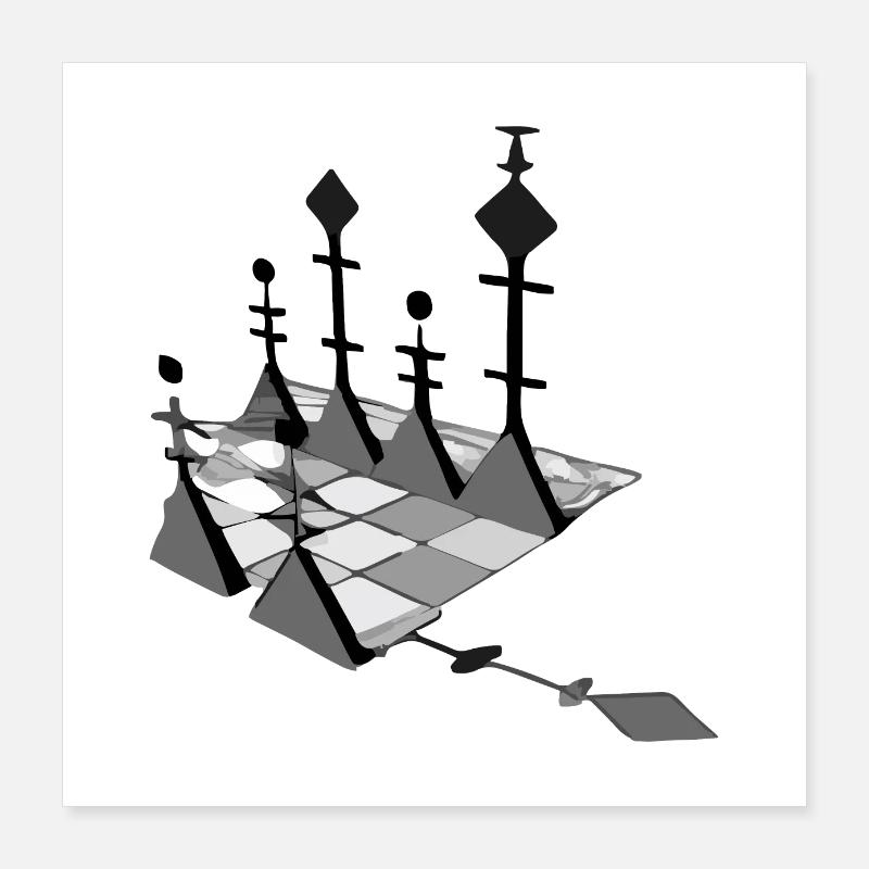 Schach 3D n°1 Poster 40x40 cm