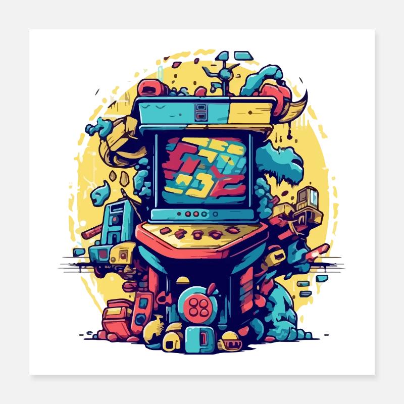 Retro gaming arcade Poster 16" x 16" (40x40 cm)