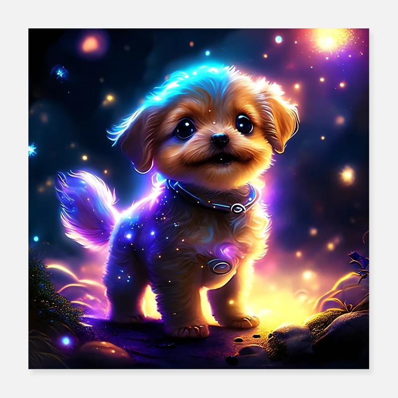 Süßer Hund - Poster 40x40 cm - Weiß