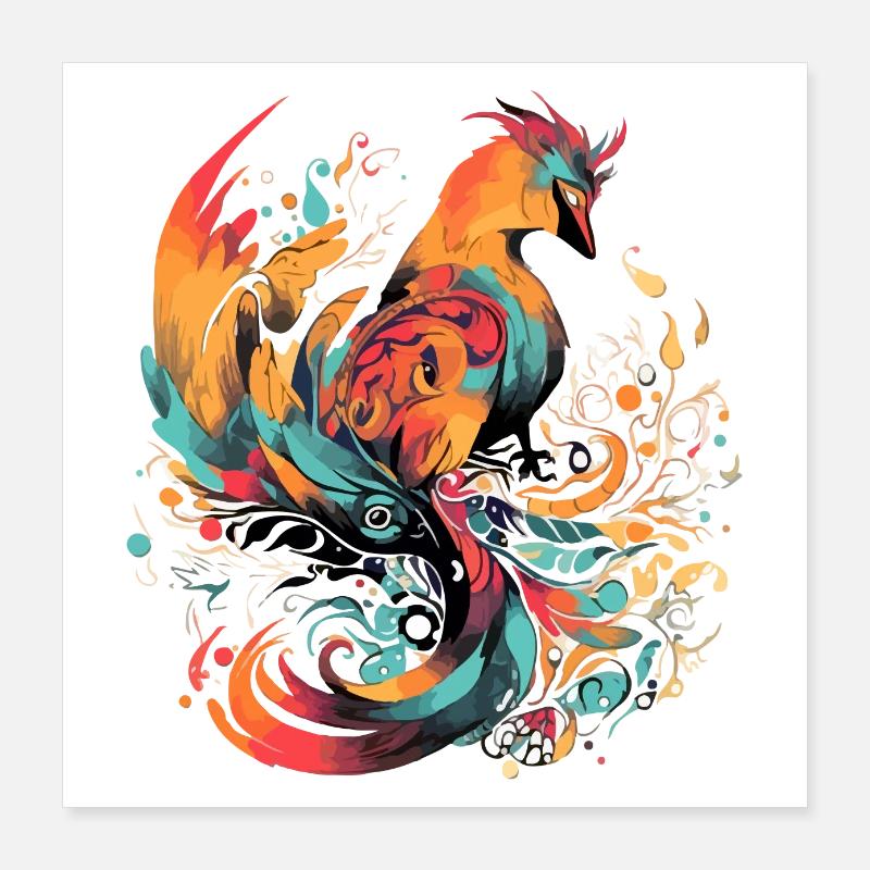 Holz Phönix Poster 40x40 cm