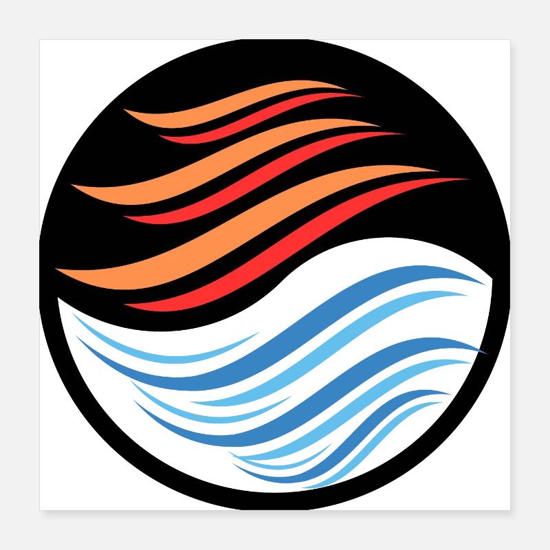 Yin & Yang Waves Poster 16" x 16" (40x40 cm)