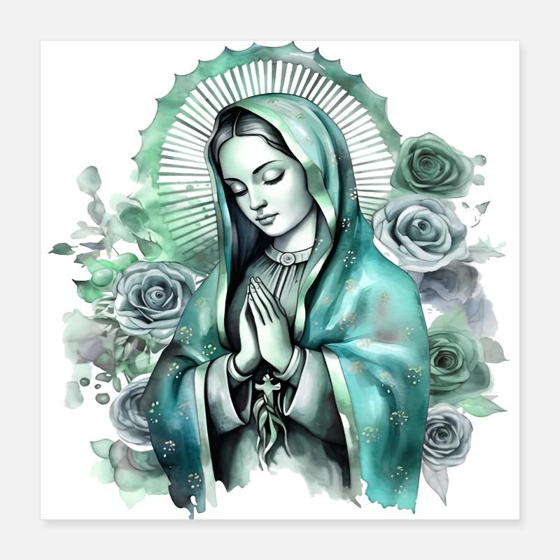 Holly Mary Maria Madonna Mariana Virgin Mary Holy Poster 16" x 16" (40x40 cm)