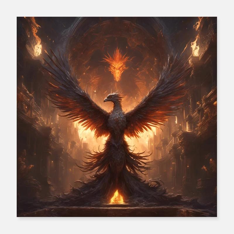 Der Phönix - Poster 40x40 cm - Weiß