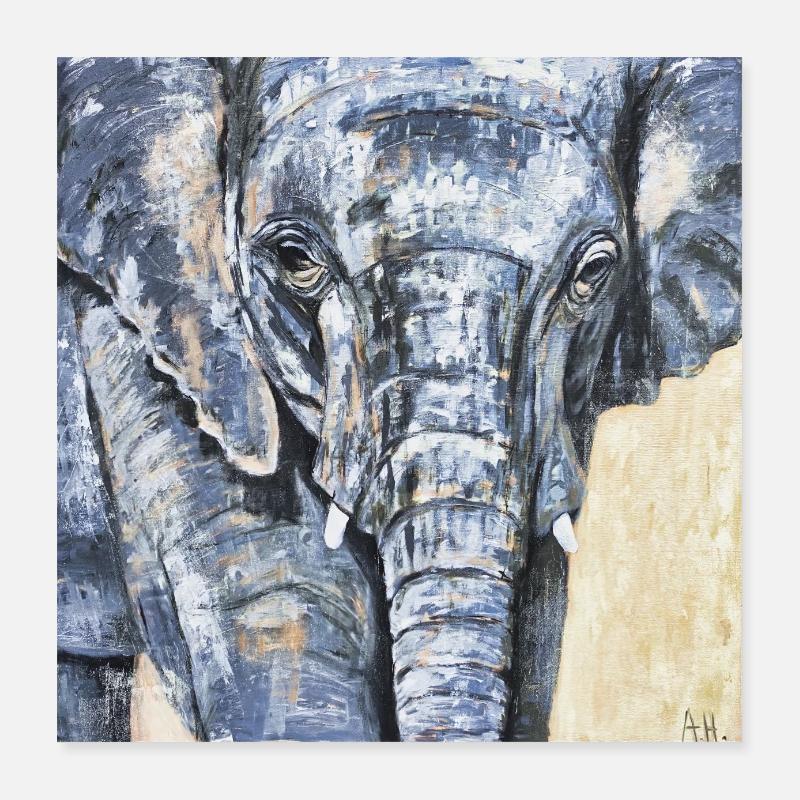The Lone Elephant Poster 16" x 16" (40x40 cm)