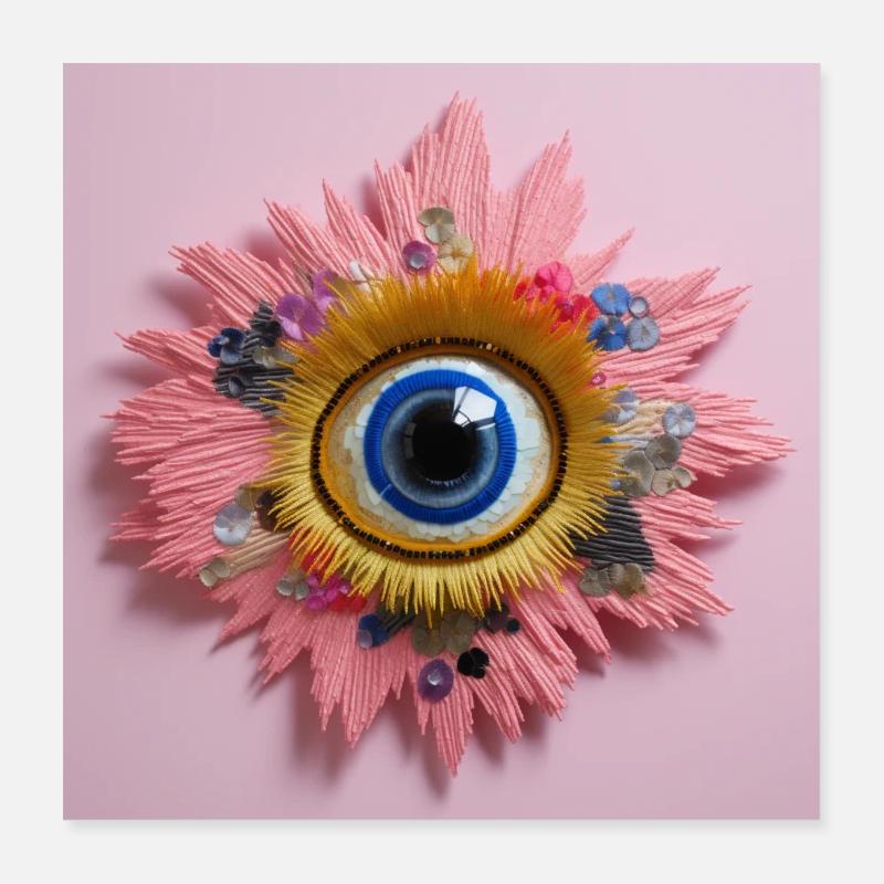 Oeil de fleur - Poster 40 x 40 cm - blanc