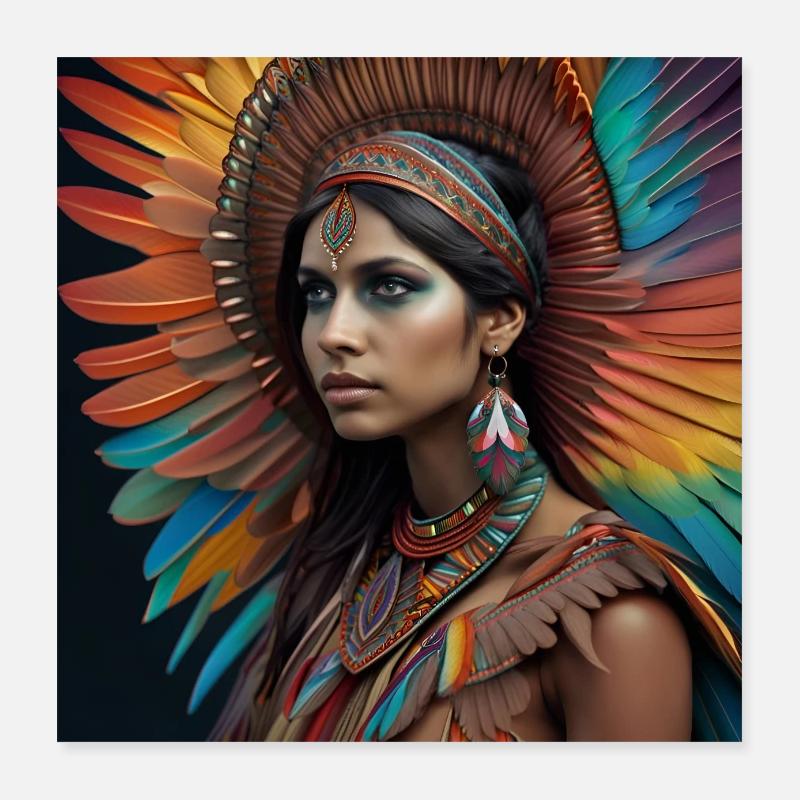 Feather in Colors 2 - Poster 40x40 cm - Weiß