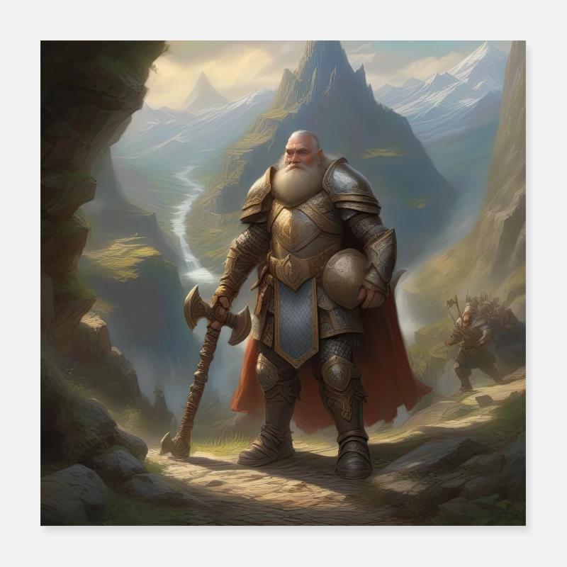 Dwarf warrior king Poster 16" x 16" (40x40 cm)
