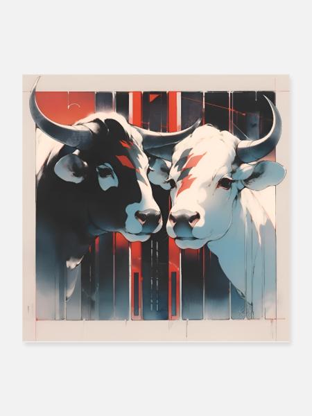 Kühe - Poster 40x40 cm - Weiß