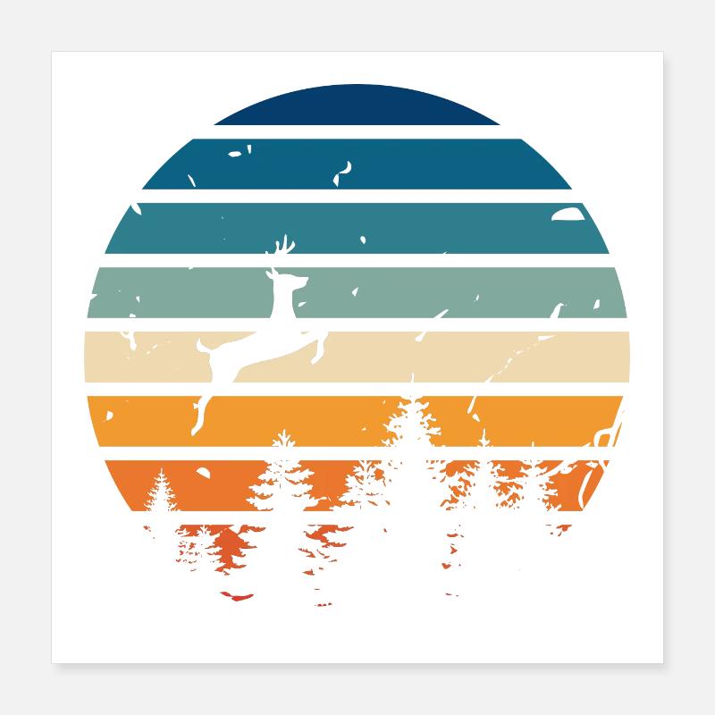 Retro-Hirsch Poster 40x40 cm