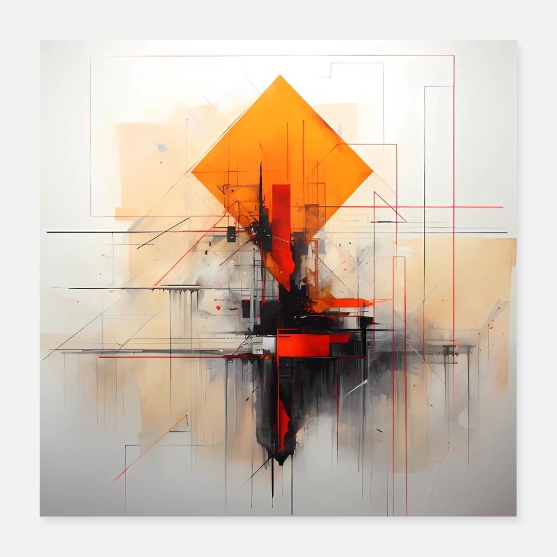 Abstract geometric collection - Poster 40x40 cm - Weiß