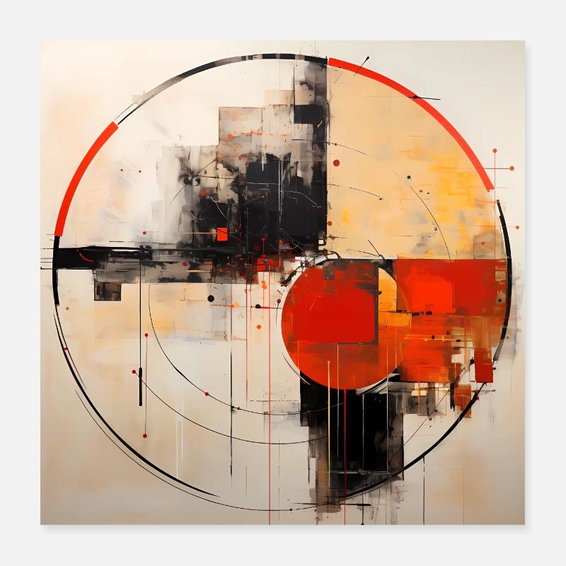 Abstract geometric shapes collection - Poster 40x40 cm - Weiß