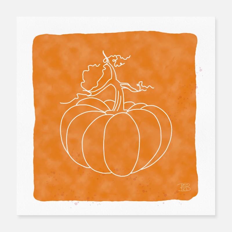"Pumpkin", Boho Line Art Design, Series "Halloween" Poster 16" x 16" (40x40 cm)