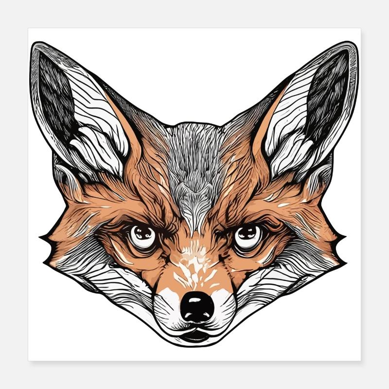 Fox with Deep Look Poster 16" x 16" (40x40 cm)