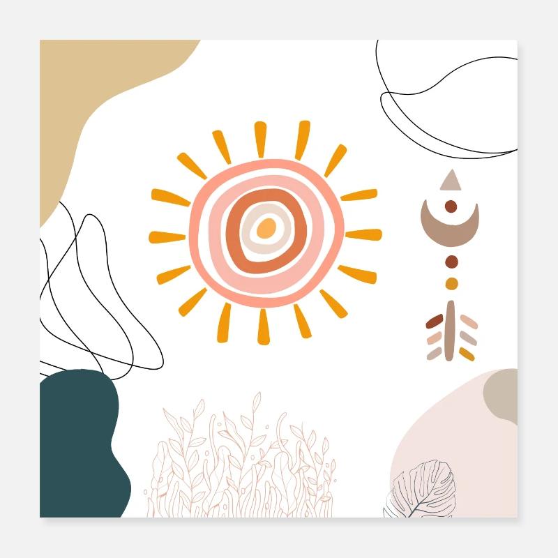 Summer Fern Simple Modern boho art Poster 40x40 cm