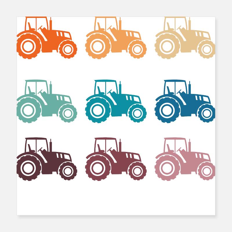 Retro tractor Poster 16" x 16" (40x40 cm)