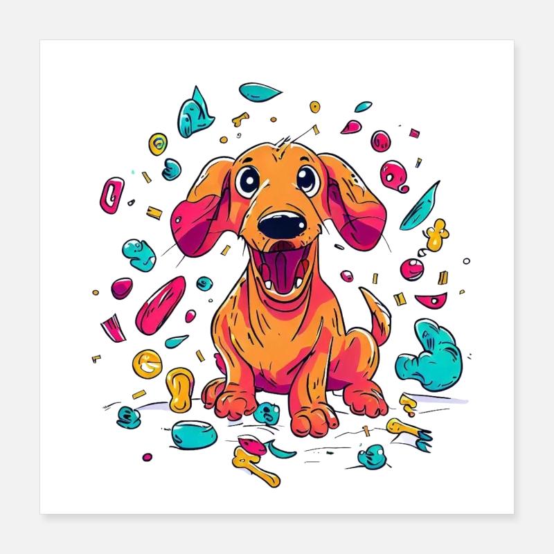 Verspielter Dackelwelpen-Unfug Poster 40x40 cm