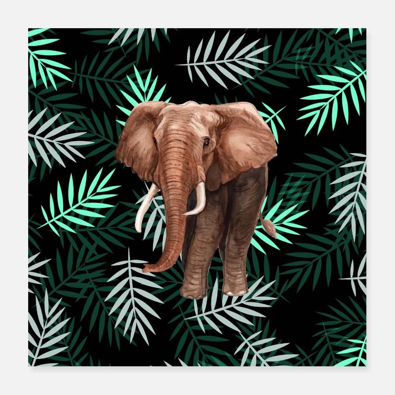 Palmen-Muster, Elefant Palm Pattern, Elephant Poster 16" x 16" (40x40 cm)