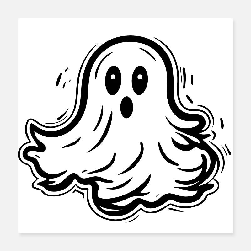 Spooky Cute Kawaii Ghost Design Poster 40 x 40 cm
