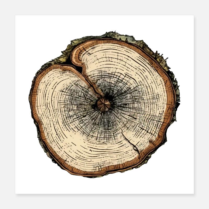 Coupe transversale d' arbre n°2 Poster 40 x 40 cm