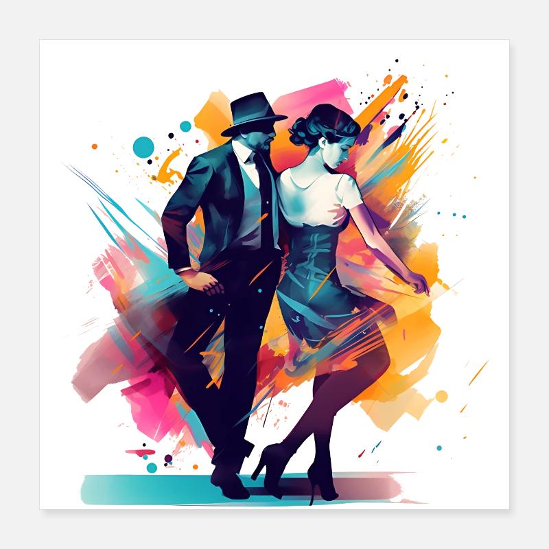 Der Swing Paar-Tanz erfordert Geschick Poster 40x40 cm