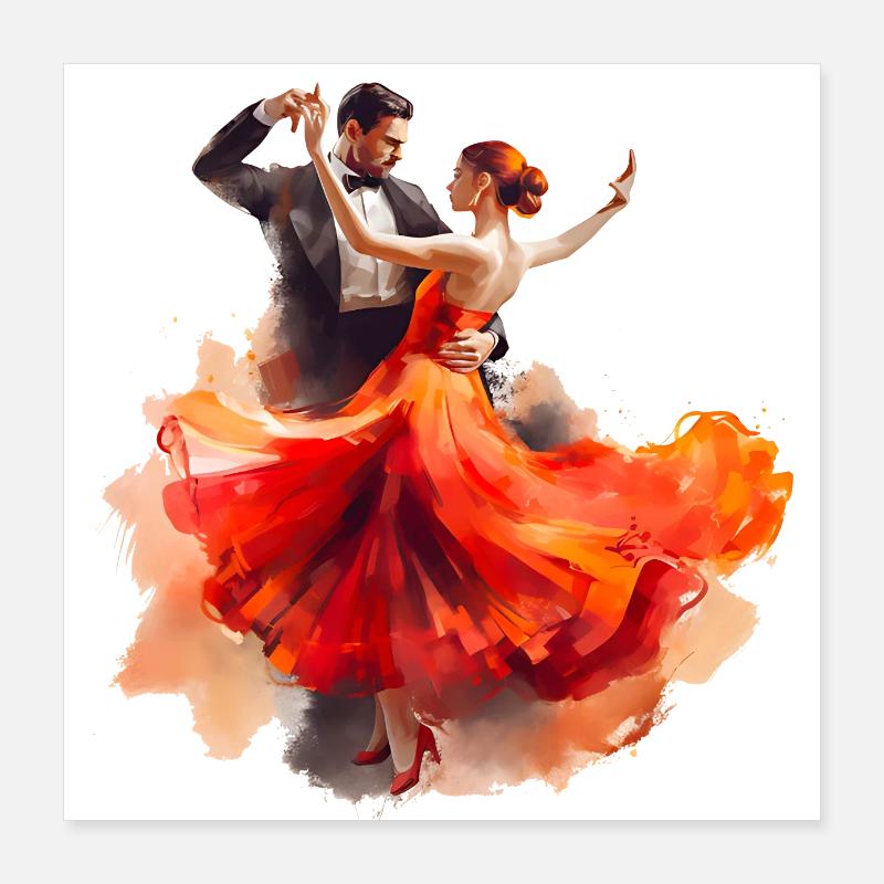 Der Paso Doble ist eine beeindruckende Tanzform - Poster 40x40 cm - Weiß