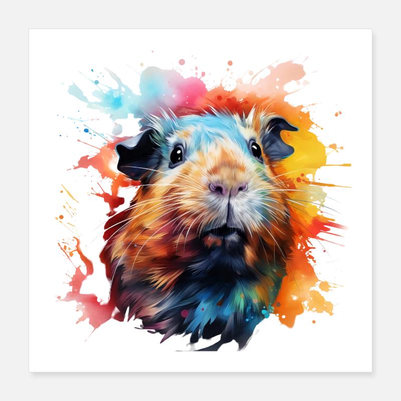 Cochon d’Inde couleur explosion rongeurs animaux domestiques Poster 40 x 40 cm