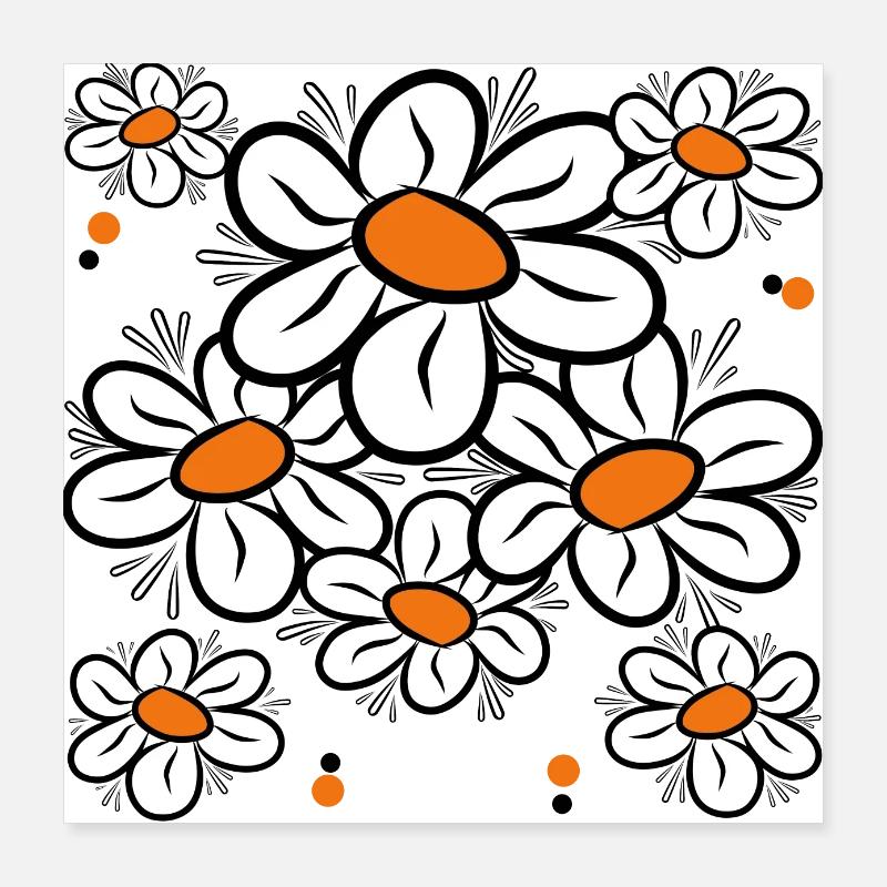Daisies Daisies Flower Vine Floral Pattern Poster 16" x 16" (40x40 cm)