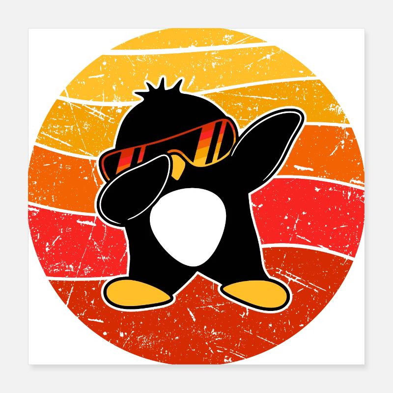 Drôle Dabbing Penguin Cool Dab Dance Dance Pose Poster 40 x 40 cm