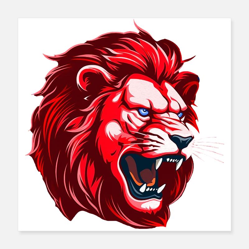 Tête de Lion Rouge Poster 40 x 40 cm