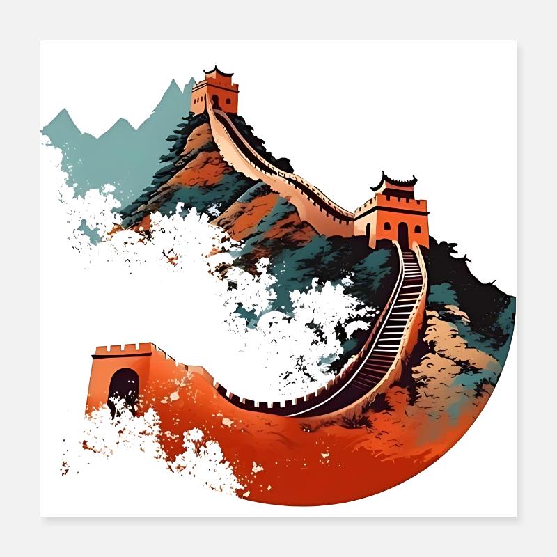 Chinesische Mauer, ein Meisterwerk Poster 40x40 cm