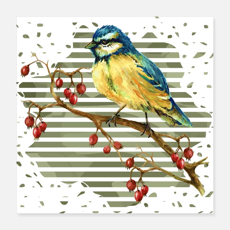 Bunter Vogel Poster 40x40 cm