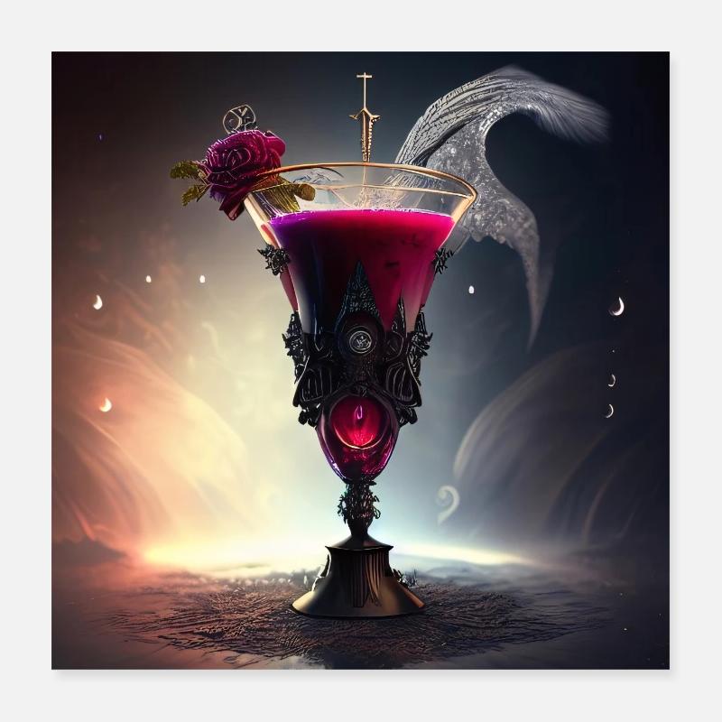 Blutroter Cocktail Poster 40x40 cm