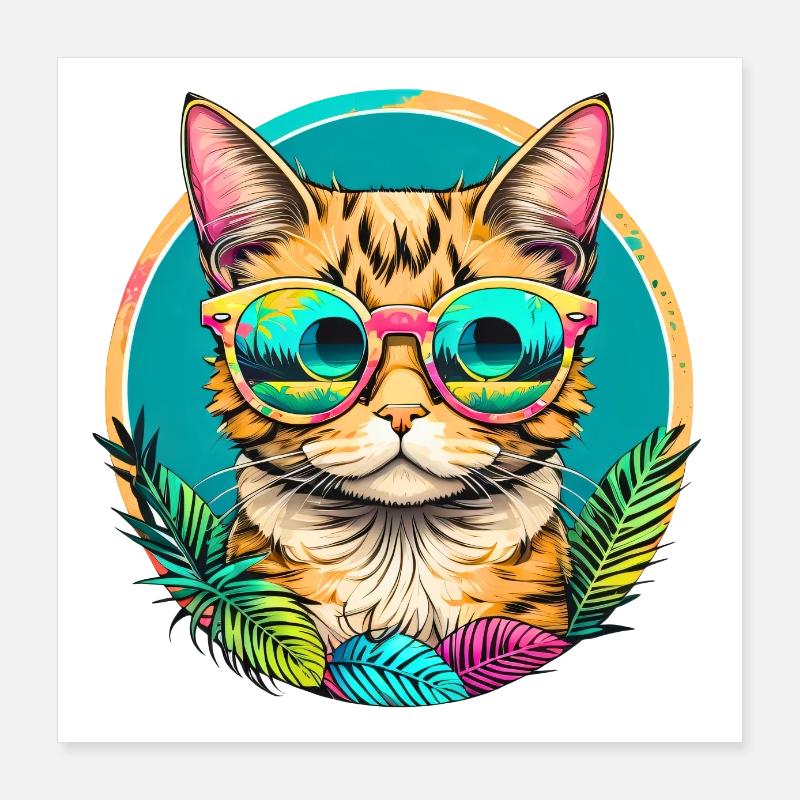 Chat tropical Poster 40 x 40 cm