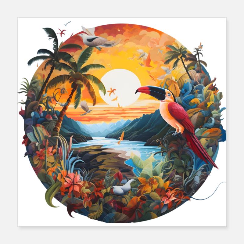 Coucher de soleil d’été sur l’île Poster 40 x 40 cm