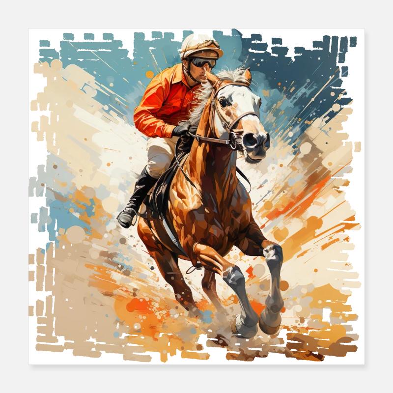Chevaux dans les courses de galop et les courses de trot Poster 40 x 40 cm