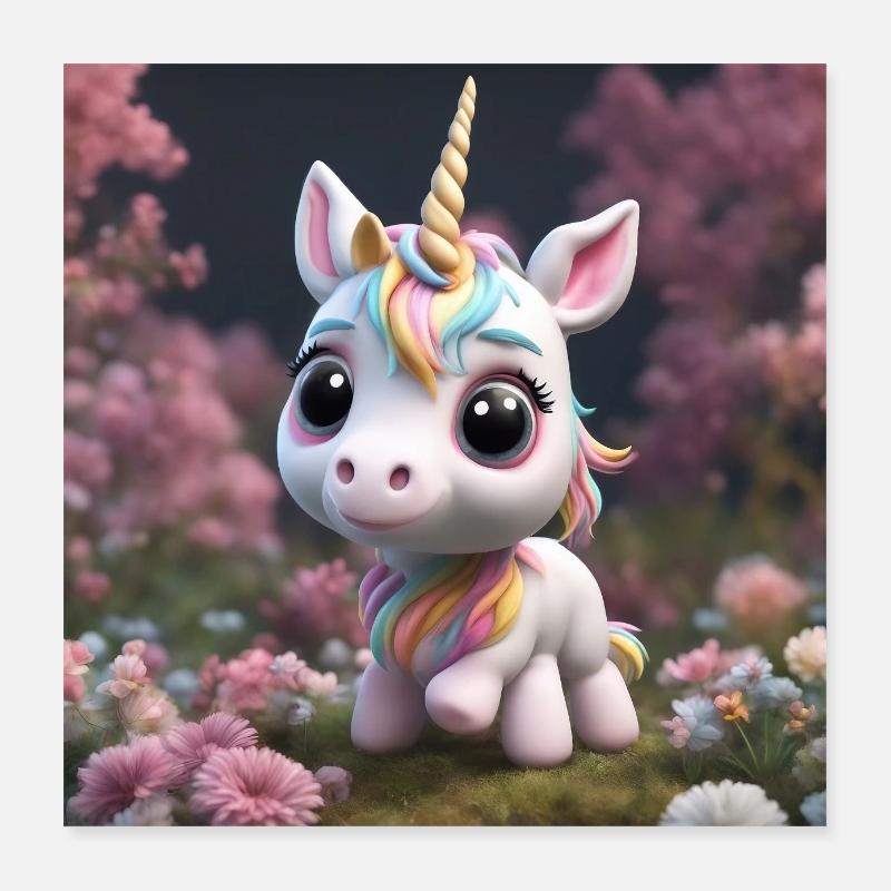 Super mignon Bébé Licorne II Poster 40 x 40 cm