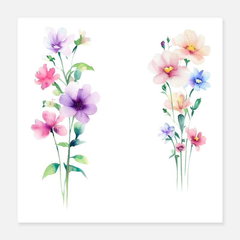 Two Flowers Poster 40x40 cm