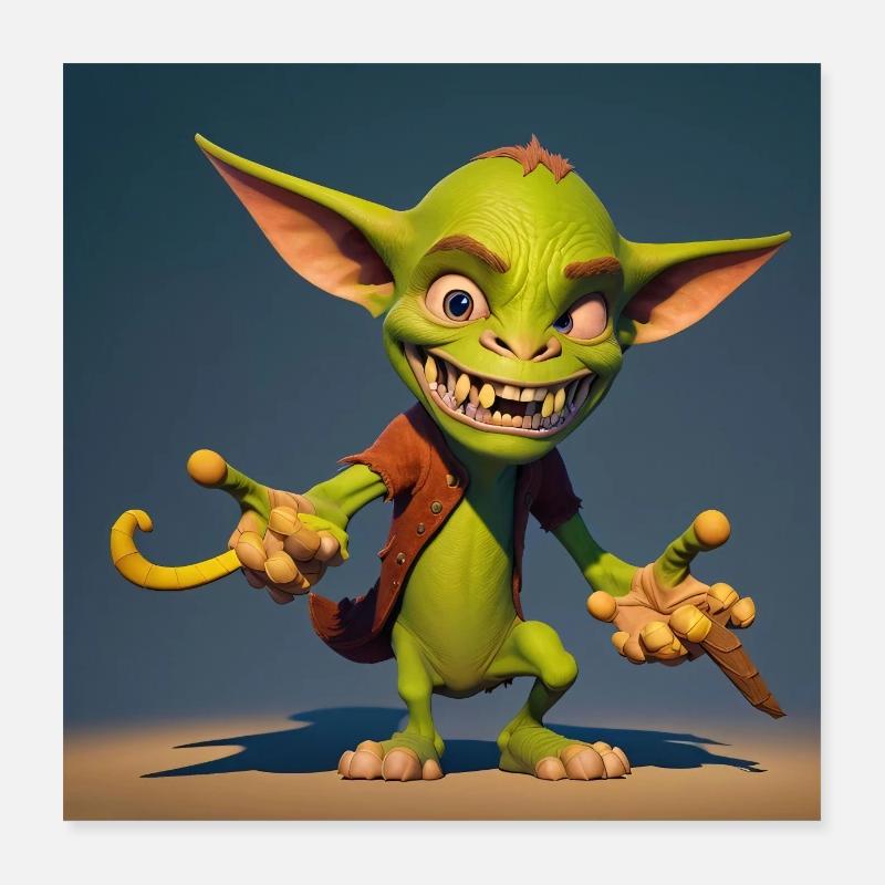 kleiner frecher Goblin Poster 40x40 cm