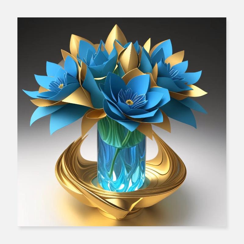 Blumen in einer Kristallvase Poster 40x40 cm
