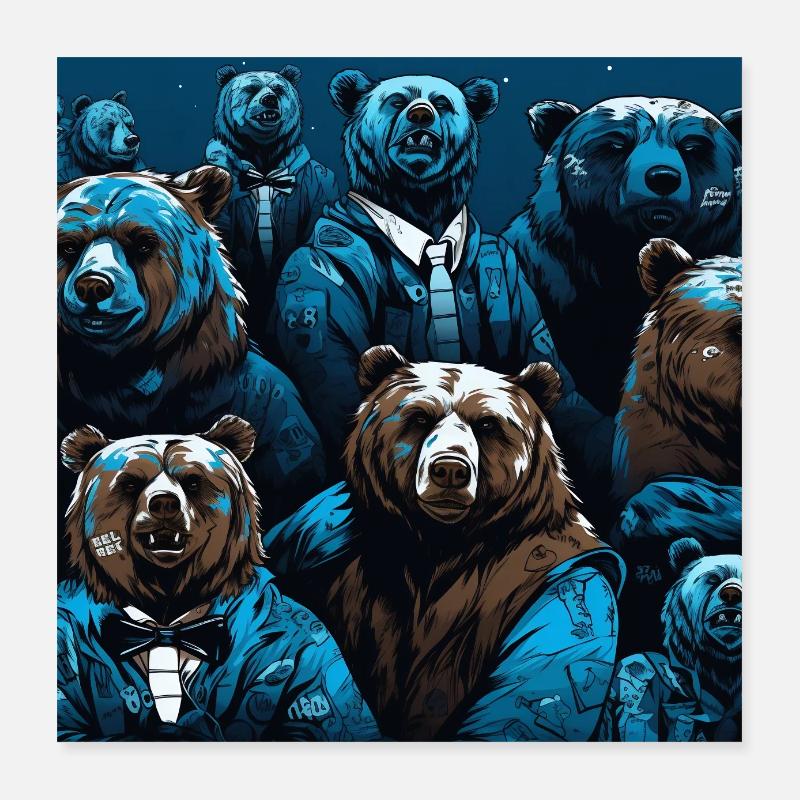 Pattern d'ours style néon fluo Poster 40 x 40 cm