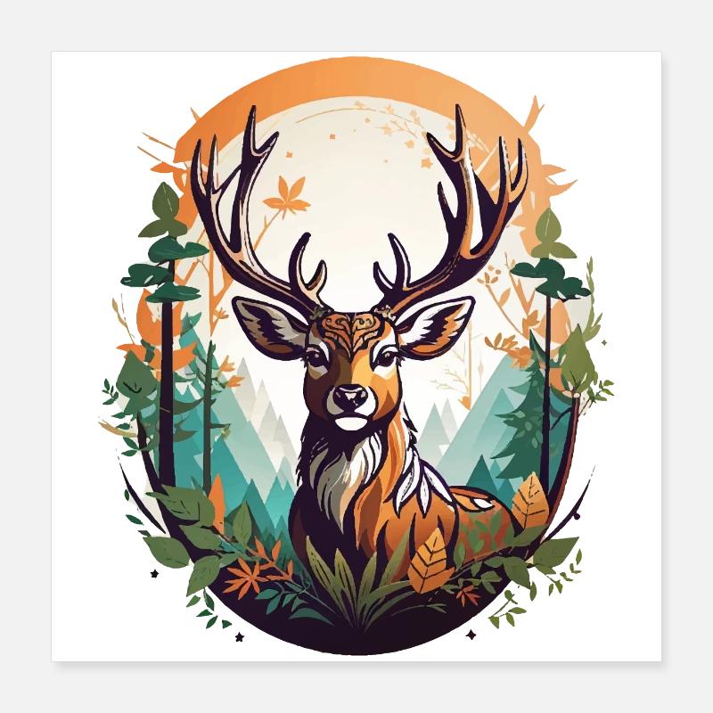 Deer Poster 16" x 16" (40x40 cm)