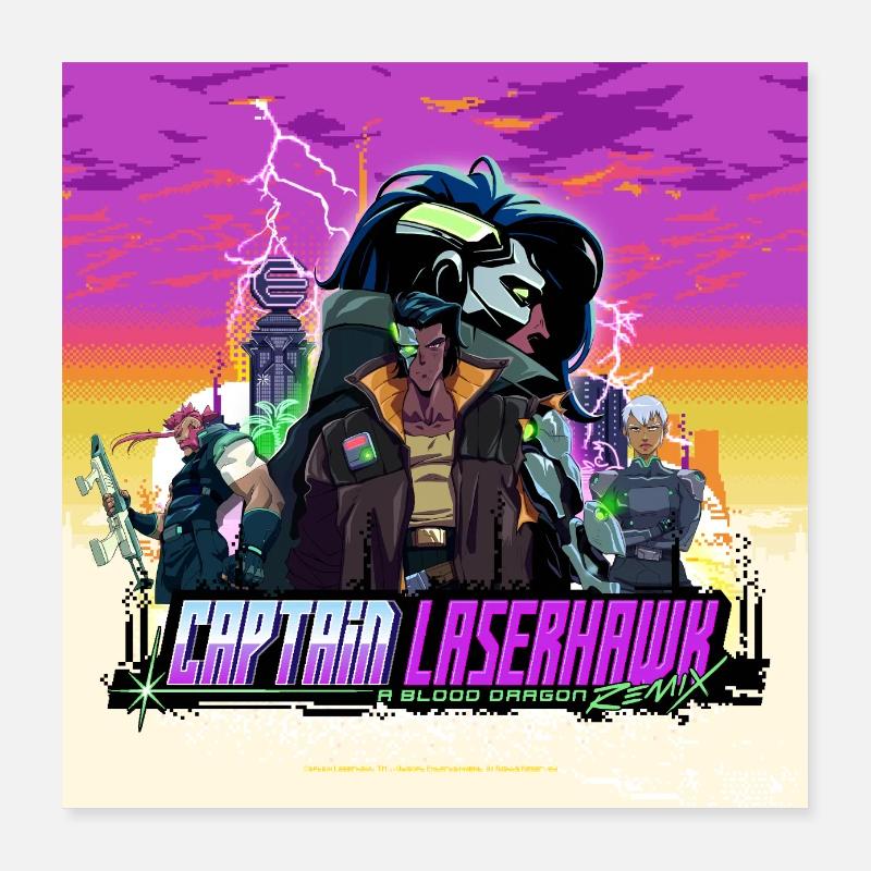 Il capitano Laserhawk Dolph e la sua squadra - Poster 40x40 cm - bianco