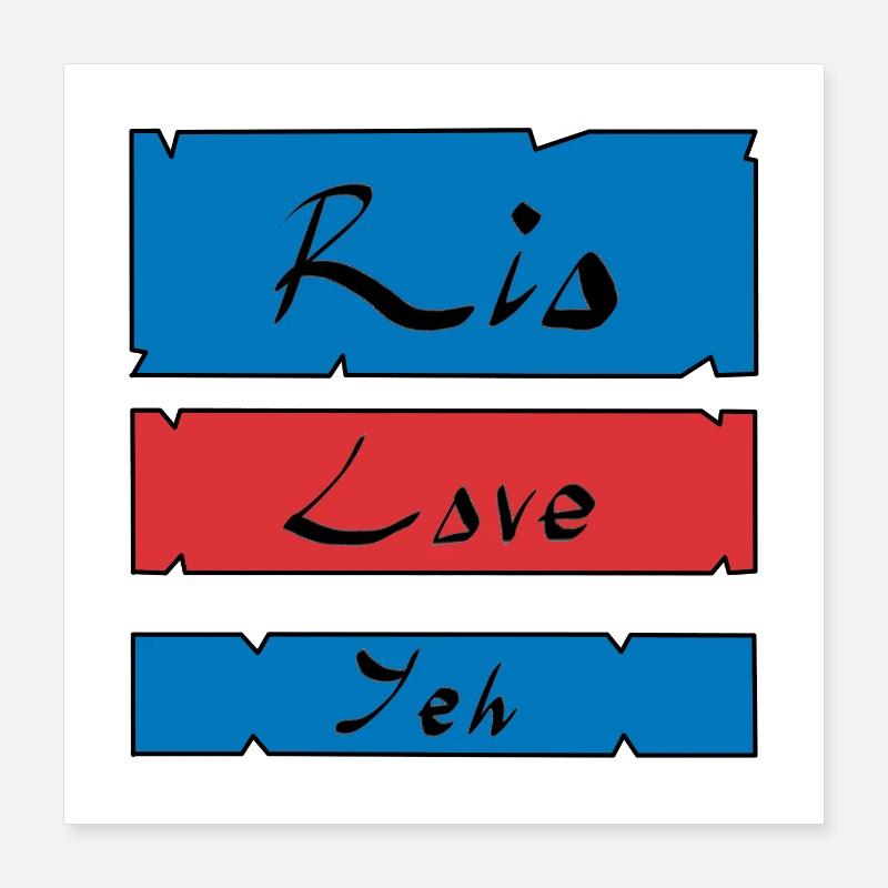 Rio Liebe Yeh - Poster 40x40 cm - Weiß