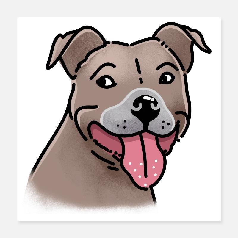 Super glückliches Hündchen Staffi Hundegesicht Poster 40x40 cm